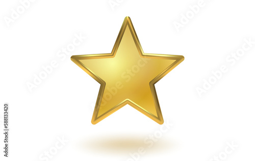 Vector icon of golden star on white background. Achievements for games or customer rating feedback of website.