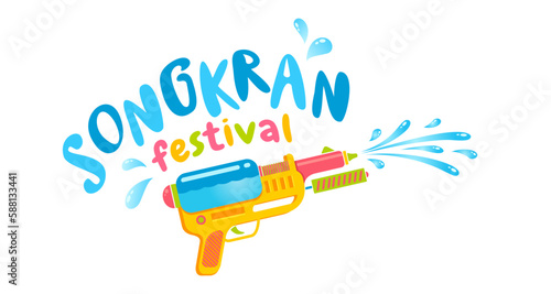 Vector logo with water gun for Songkran festival in Thailand