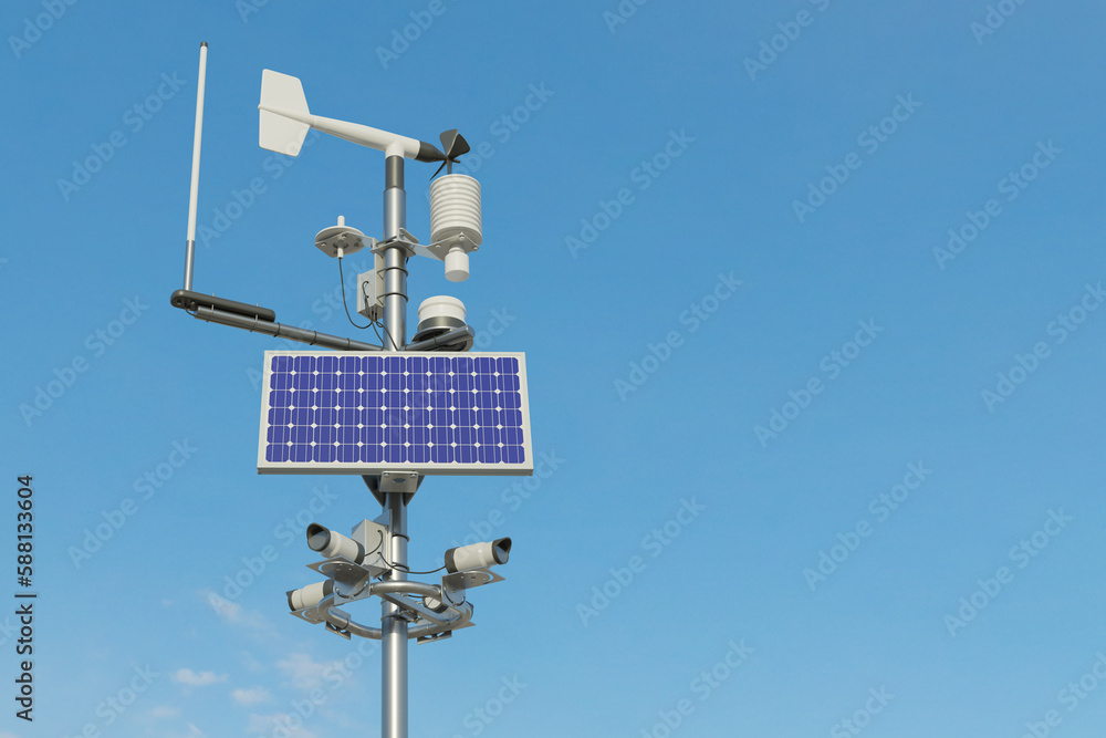 Weather station with blue sky background Weather station with blue sky background