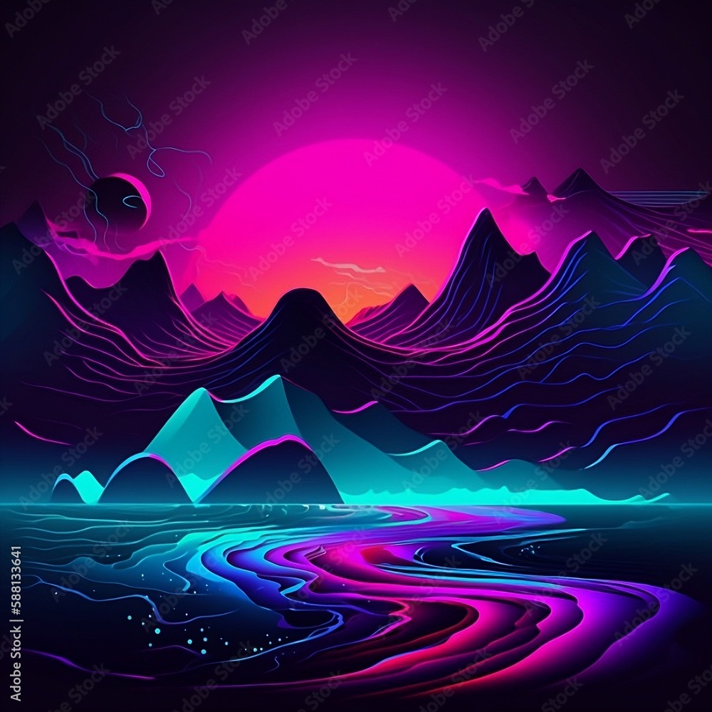Sunrise in another world, illustration, paperarts and craft, created using generative AI