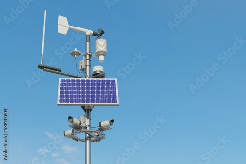 Weather station with blue sky background