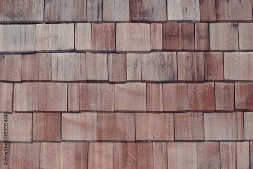 Wood bricks wall, wood background, red wood wall