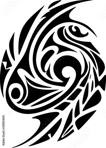 ﻿Design featuring a black and white Polynesian tattoo.
