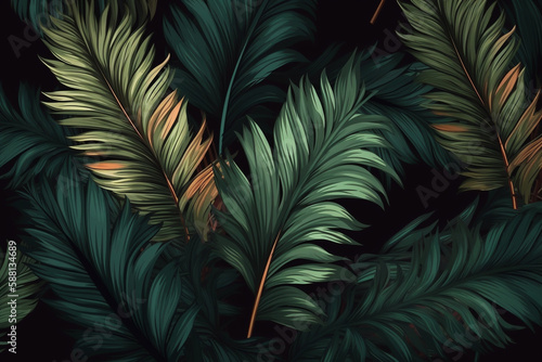  tropical pattern with green phoenix palm leaves.Created using generative AI tools.