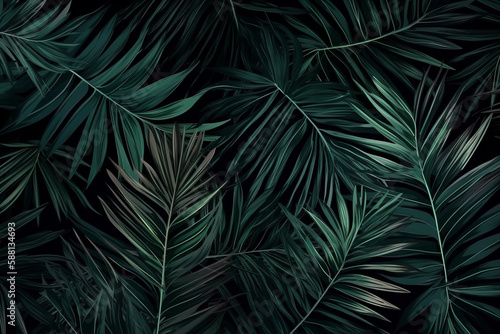  tropical pattern with green phoenix palm leaves.Created using generative AI tools.