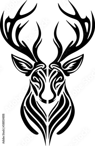    Logo of a vector deer in classic black and white shades.