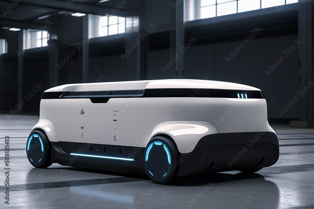 Autonomous self driving logistic vehicle. Advanced technology powered by artificial intelligence.