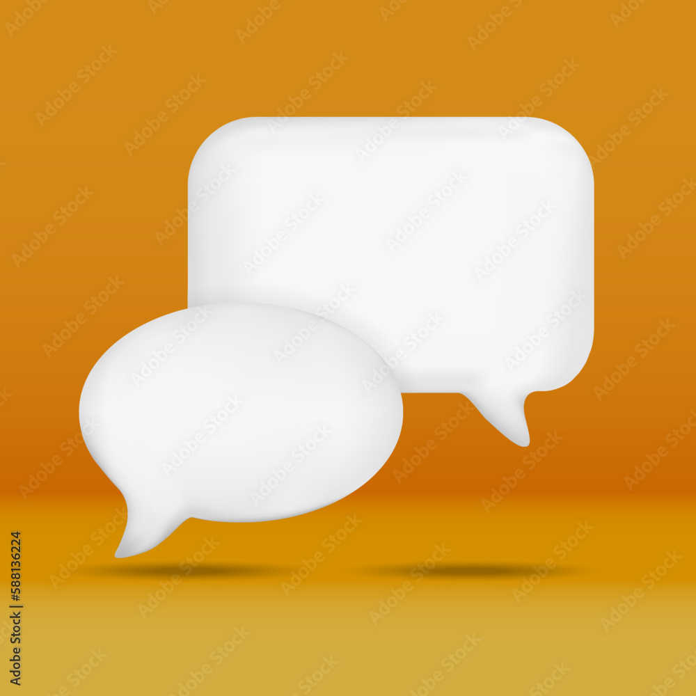 3D group chat bubble talk icons design isolated on blue orange background. 3D group chat bubble talk icons design isolated on blue orange background.