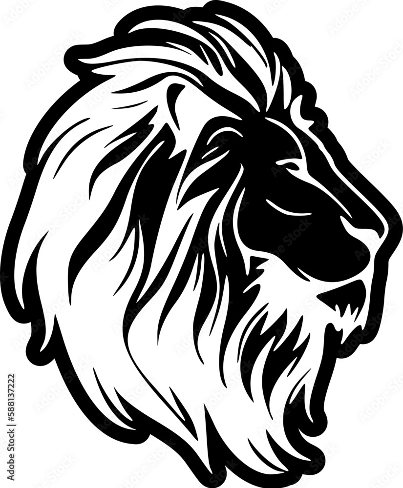 ﻿A vector logo of a black and white lion, minimalistic in design.