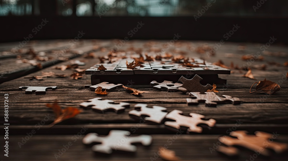 Naklejka premium Jigsaw Pauzzle-Generative AI
