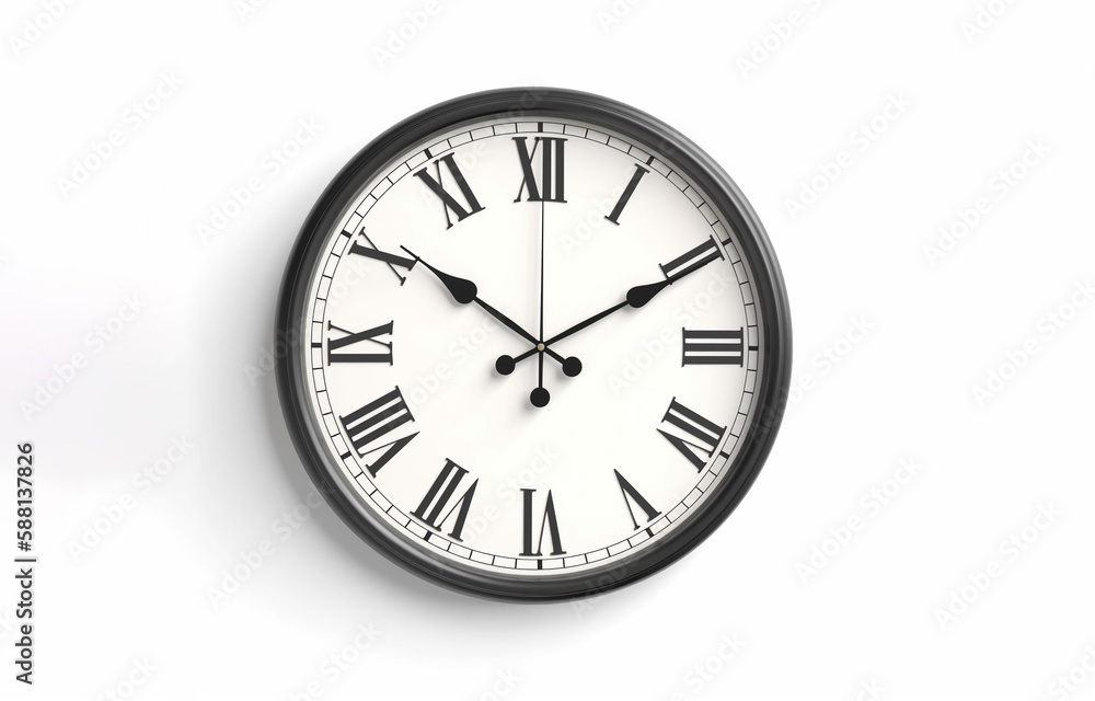 Classic analog clock isolated on white background, Created using generative AI tools. Classic analog clock isolated on white background, Created using generative AI tools.