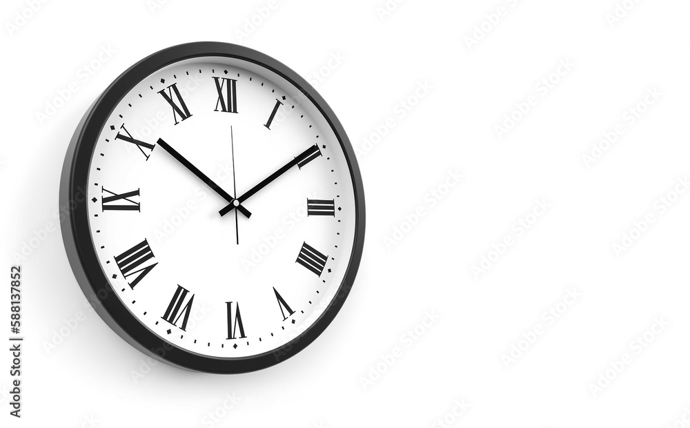 Classic analog clock isolated on white background, Created using generative AI tools. Classic analog clock isolated on white background, Created using generative AI tools.