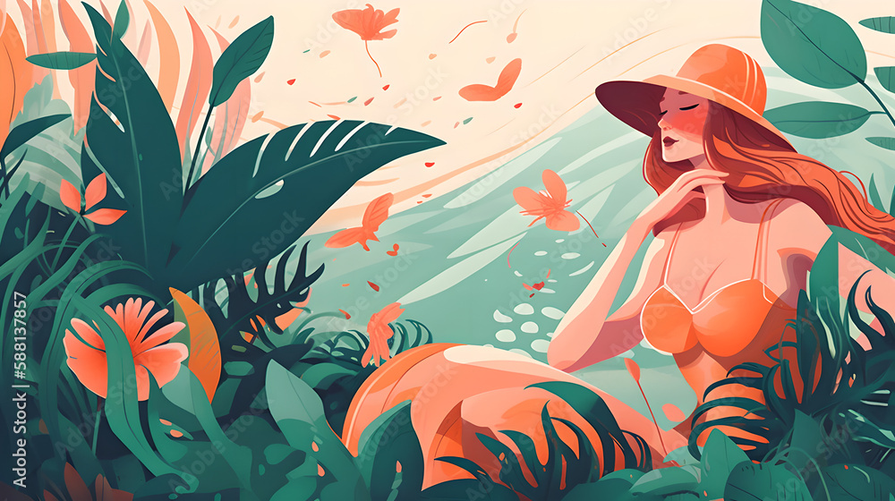 Good vibes summer, beach and relaxed summer illustration generative art Good vibes summer, beach and relaxed summer illustration generative art
