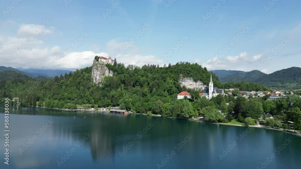 Bled Castle is a medieval castle located at the top a cliff, above the city of Bled in Slovenia Bled Castle is a medieval castle located at the top a cliff, above the city of Bled in Slovenia