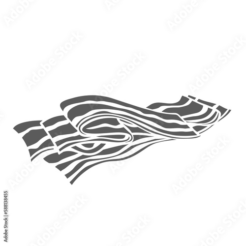 Bacon slices glyph icon vector illustration. Stamp of prosciutto pile for cooking sandwich, smoked or raw meaty pork pieces with strips of protein and fat, sliced meat of pig, bacon butchery product