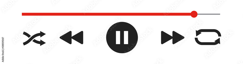 Progress loading bar of audio or video player with time slider, pause, rewind and fast forward buttons vector graphic illustratation Progress loading bar of audio or video player with time slider, pause, rewind and fast forward buttons vector graphic illustratation