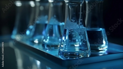 Laboratory Research - Scientific Glassware For Chemical Background. Generative AI © Stitch