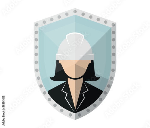 Occupational safety vector illustration. Vector of engineer with white helmet.