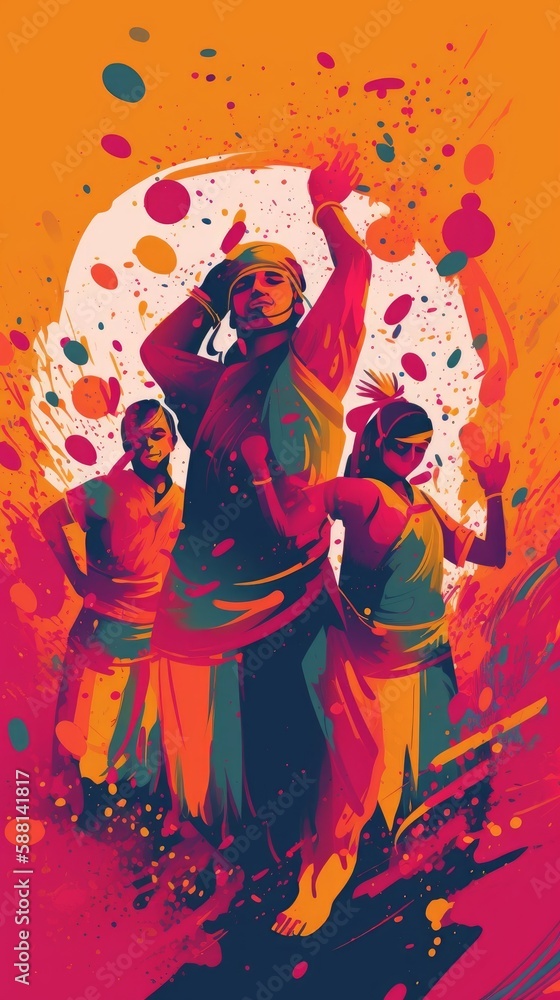 Fototapeta premium Colorful Indian Holi Festival Vector Illustration