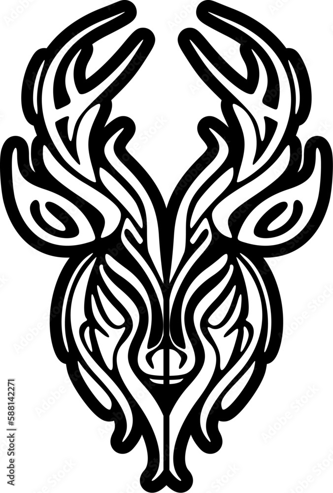 ﻿Unique deer logo using contrasting black and white simple vector design.