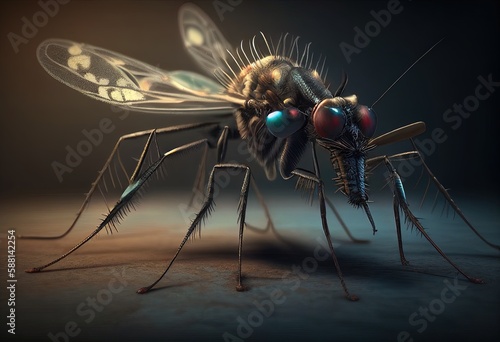 Mosquito artwork illustration. AI generative. © Tamara