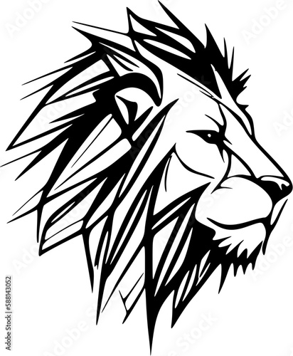 Fototapeta Naklejka Na Ścianę i Meble -  ﻿Vector logo of a black and white lion, kept simple.
