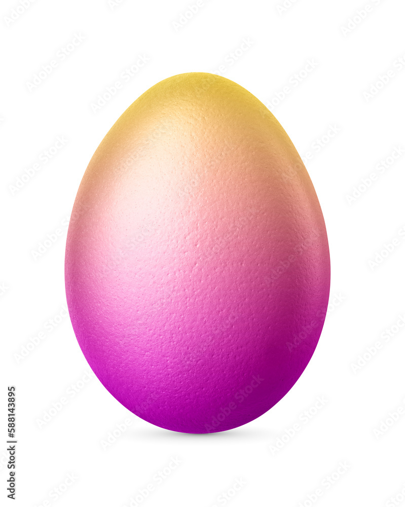Handmade Easter egg colored with gradient pink to yellow isolated on a white background. Handmade Easter egg colored with gradient pink to yellow isolated on a white background.
