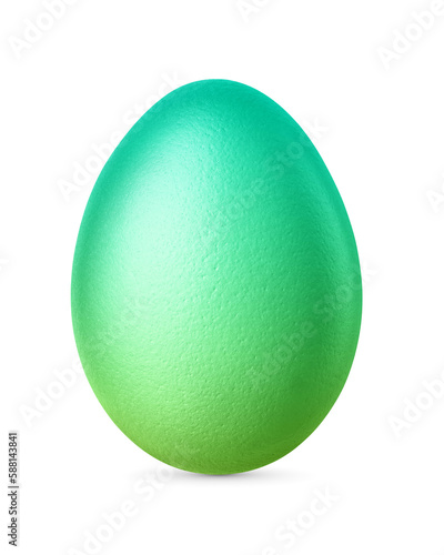 Photography Handmade Easter egg colored with green gradient isolated on a white background
