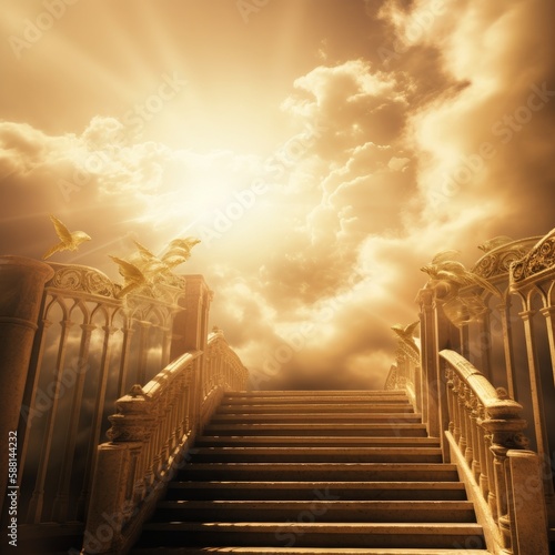 Golden Gates of Heaven with Glowing Light