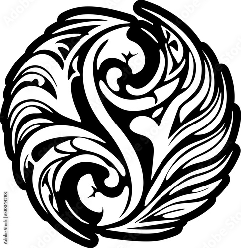 ﻿White Polynesian tattoo design in black &amp; white.