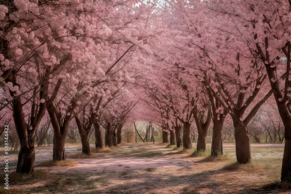 Sea of Pink: Cherry Blossom Canopy
