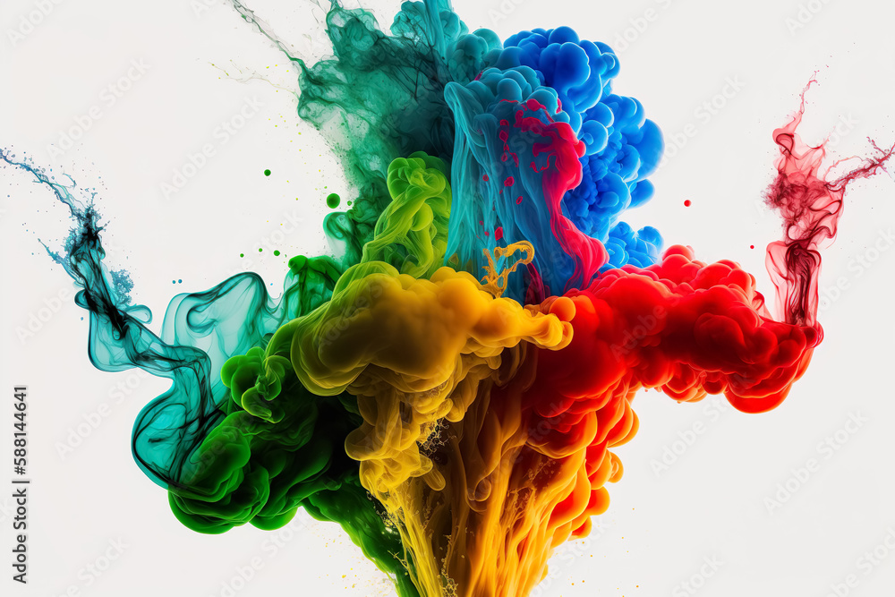 Some multicolored smoke on a white background