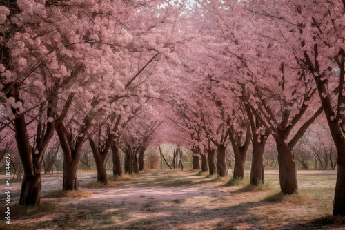 Sea of Pink: Cherry Blossom Canopy