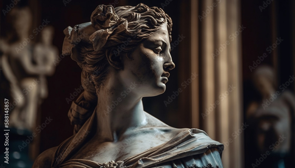 Marble sculpture of praying woman in classical style generated by AI