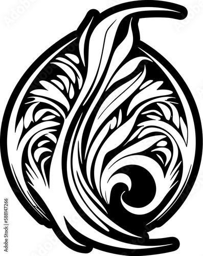 ﻿Polynesian tattoo in black and white colours.