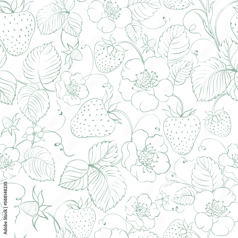 Strawberry seamless pattern. Vector botanic. Strawberry seamless pattern. Vector botanic.