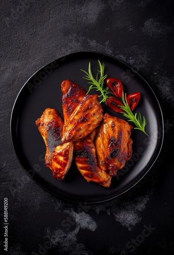 Grilled chicken wings with ketchup