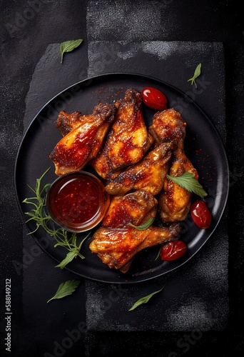 Grilled chicken wings with ketchup