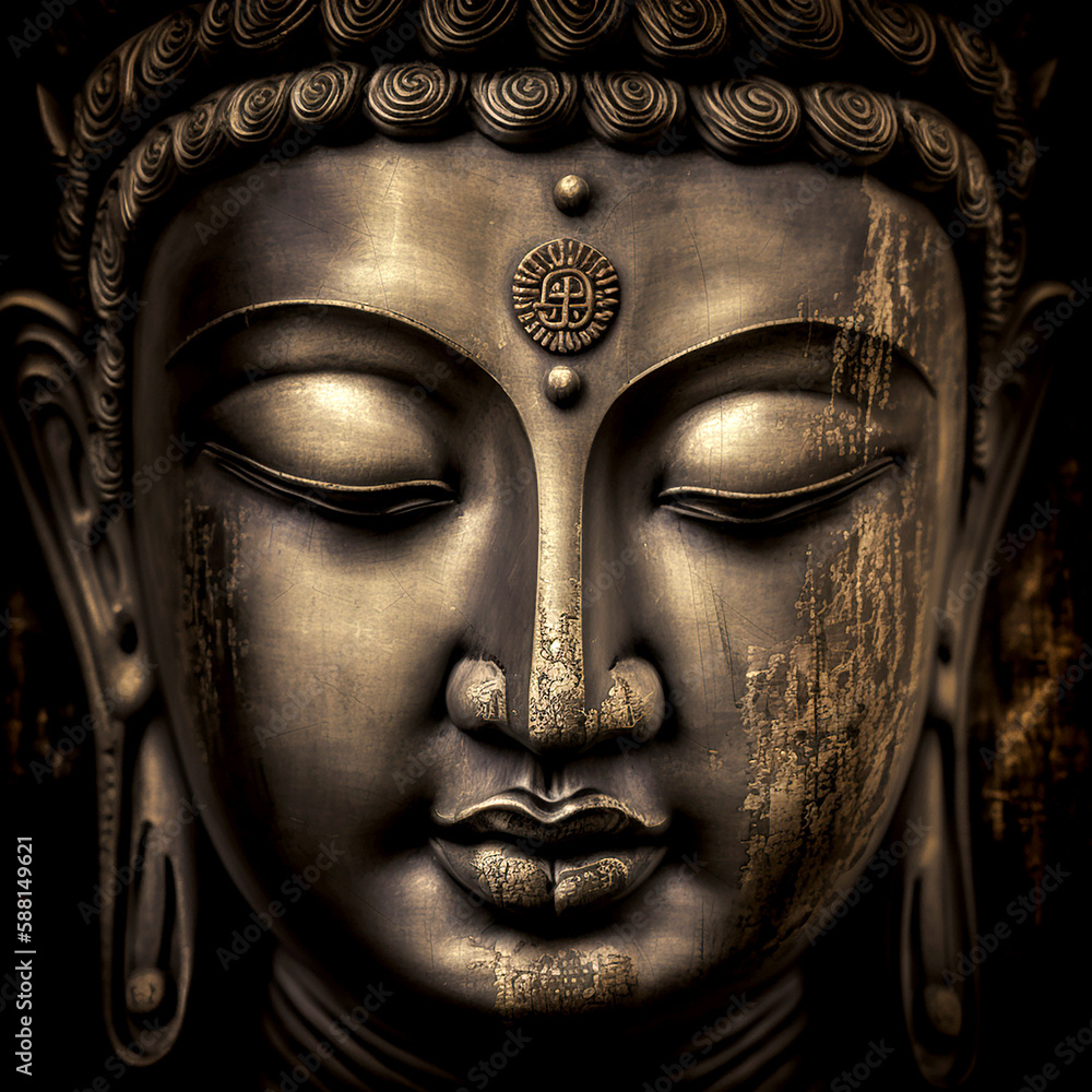 buddha face on black background