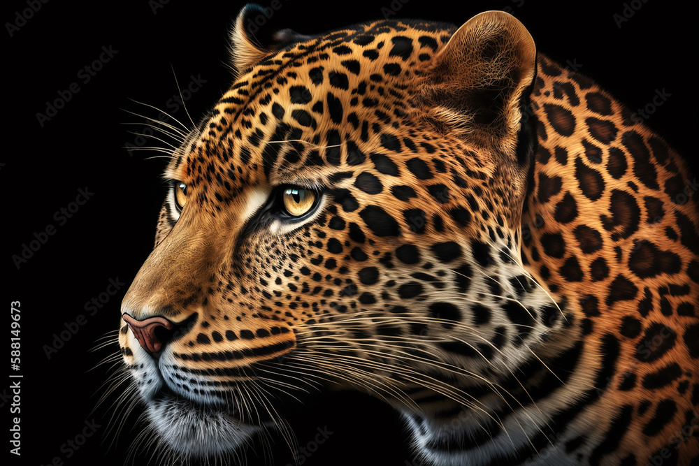 jaguar face on black background jaguar face on black background
