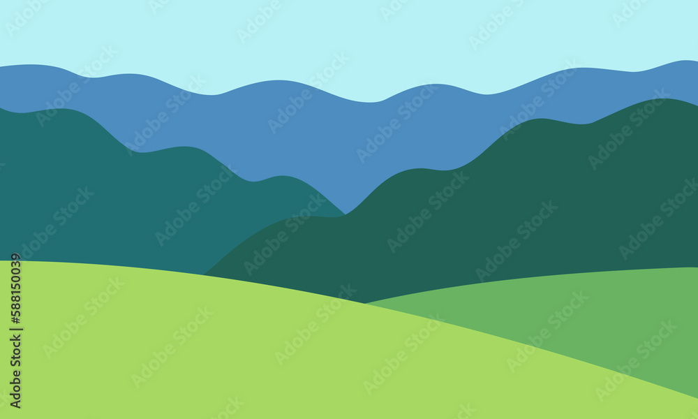 Fototapeta premium Landscape with mountains and hills
