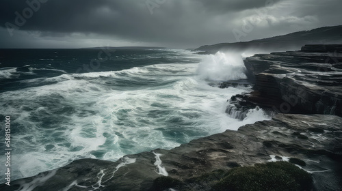 Stormy seas - Impressive tumultuous water against a gray sky