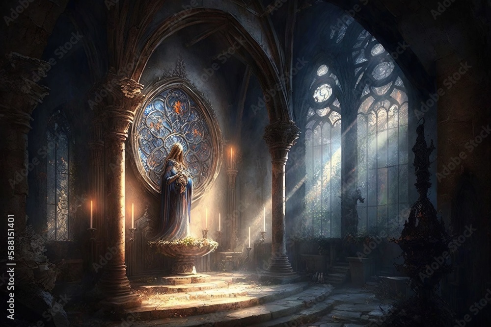 Ethereal Devotion: The Spiritual Connection of a Medieval Sanctuary Generative AI