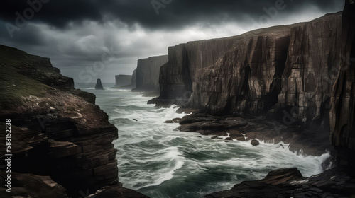 Stormy Cliffs - Dramatic Towering Rocks Against a Moody Sky