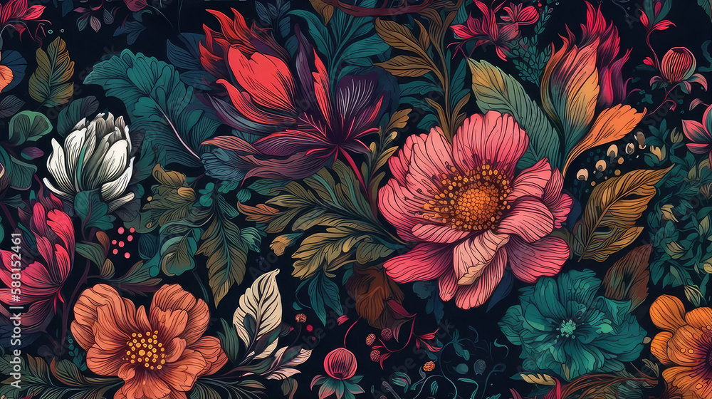 custom made wallpaper toronto digitalFloral fantasy wallpaper with bold exotic patterns