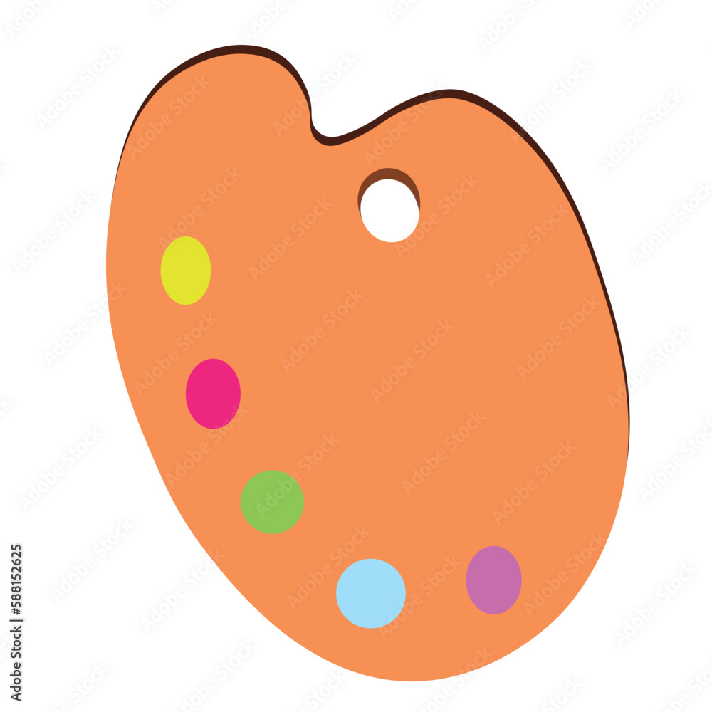 wooden palette with paints in a flat style.symbolism of drawing and creativity.isolated palette for painting in vector. wooden palette with paints in a flat style.symbolism of drawing and creativity.isolated palette for painting in vector.