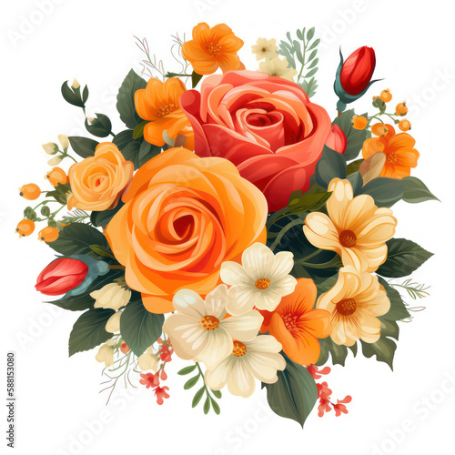 Artful Blossoms  A Charming Bouquet of Flowers Clipart  Generative AI