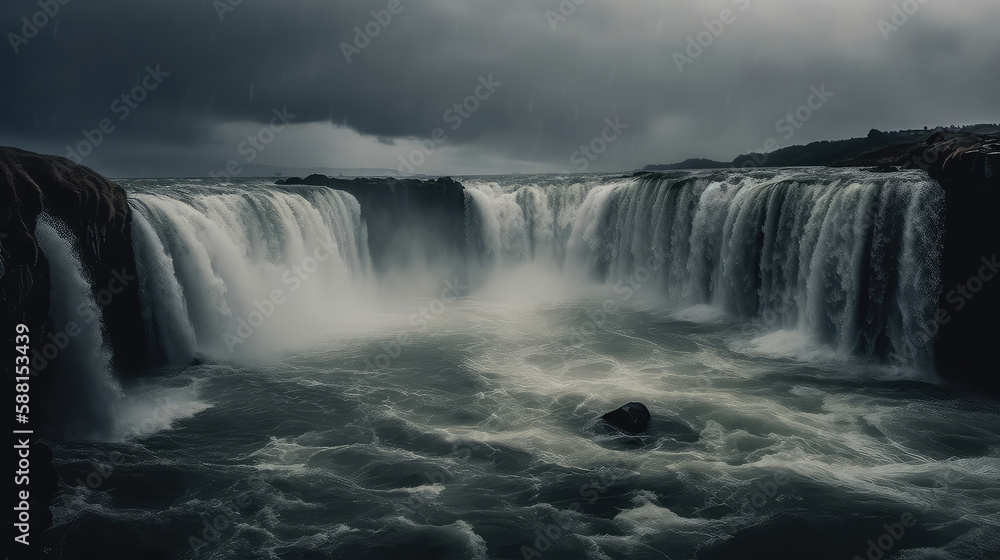 Cascading waterfalls with roaring powerful water Cascading waterfalls with roaring powerful water