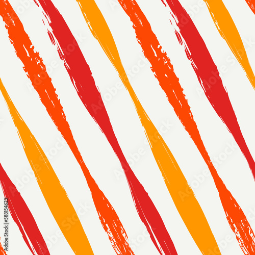 Brush strokes seamless pattern. Freehand diagonal stripes print. Repeated rough edge ink lines background. Simple classic geometric motif. Trendy grunge design. Vector abstract