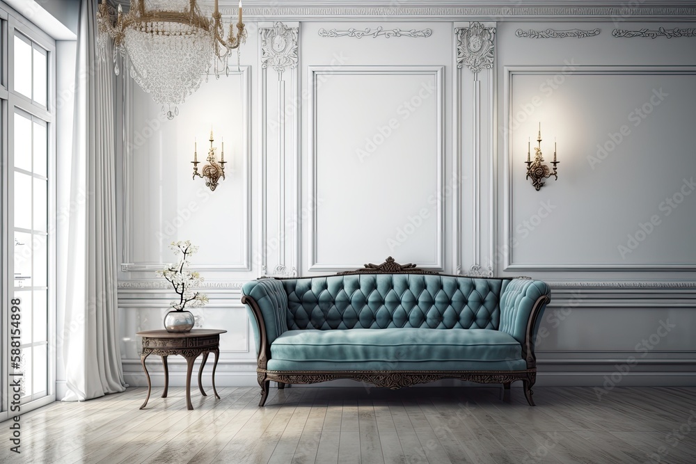 Fototapeta premium cozy living room with elegant furniture and lighting. Generative AI